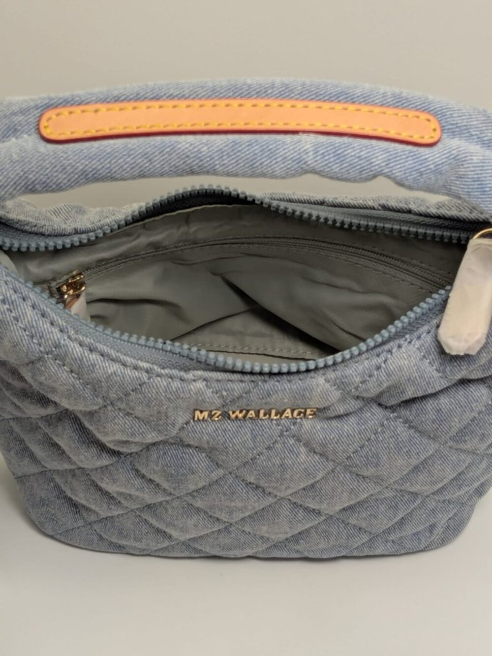 NWT MZ Wallace Mini Metro Hobo Crossbody Bag in Light Denim Blue Quilted - Picture 5 of 8